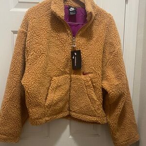 Nike Camel Sherpa Jacket with Purple Accents
